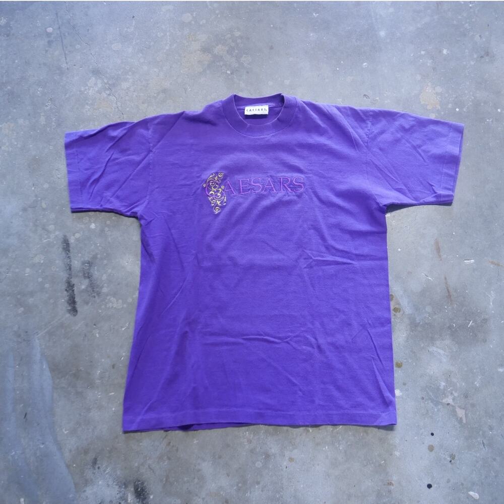 Vintage 90s Caesars Palace Las Vegas Casino Purple Womens Size L Made In USA